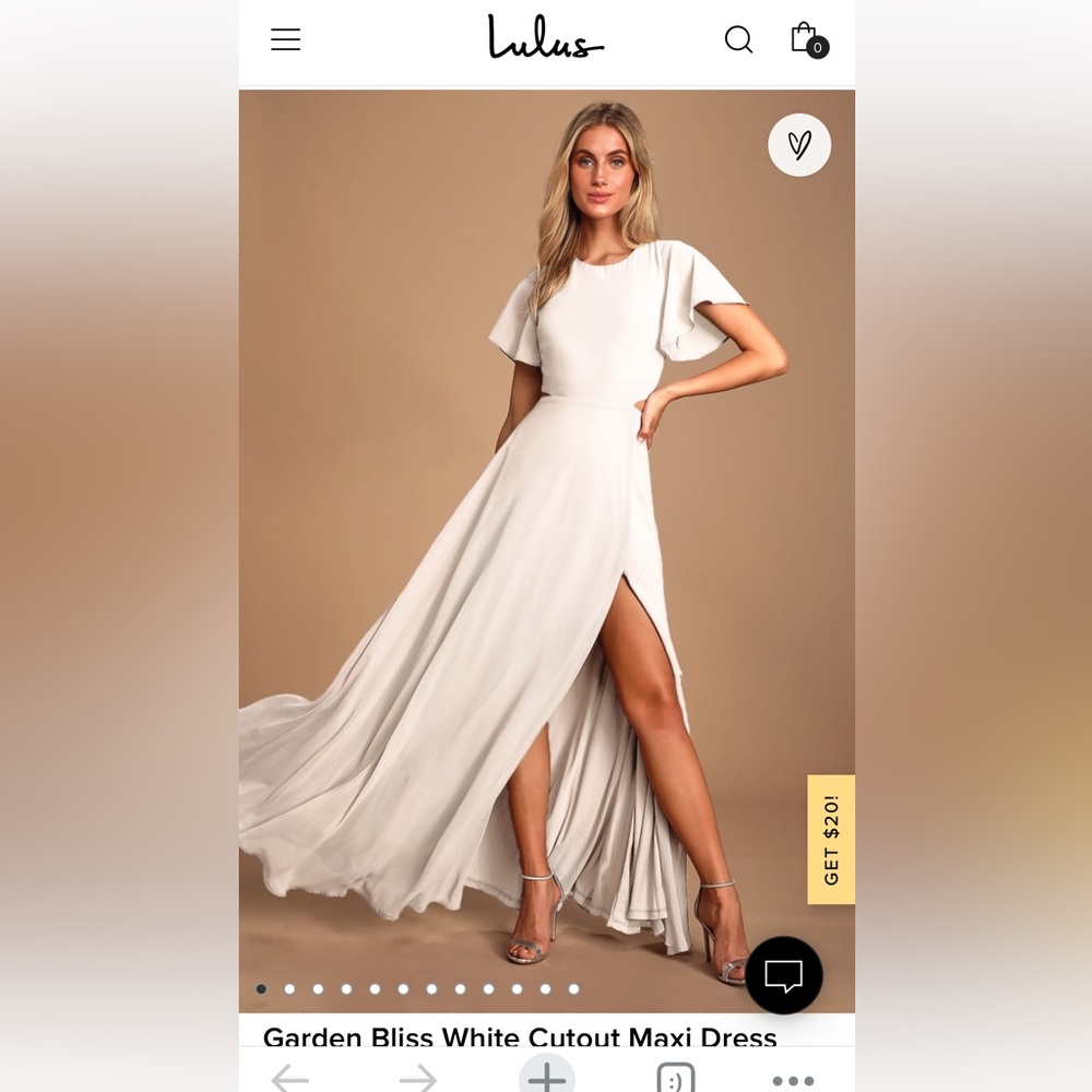 Lulu’s White Cutout Maxi Dress - Small NWOT